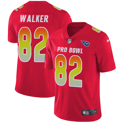 Nike Titans #82 Delanie Walker Red Men's Stitched NFL Limited AFC 2018 Pro Bowl Jersey - Click Image to Close